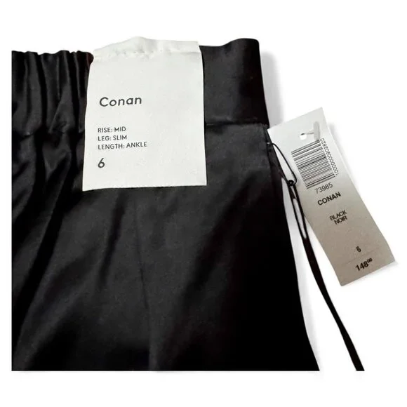 NWT Aritzia Babaton Atelier Black Satin Conan Pant Women's Size 6 - Picture 9 of 10